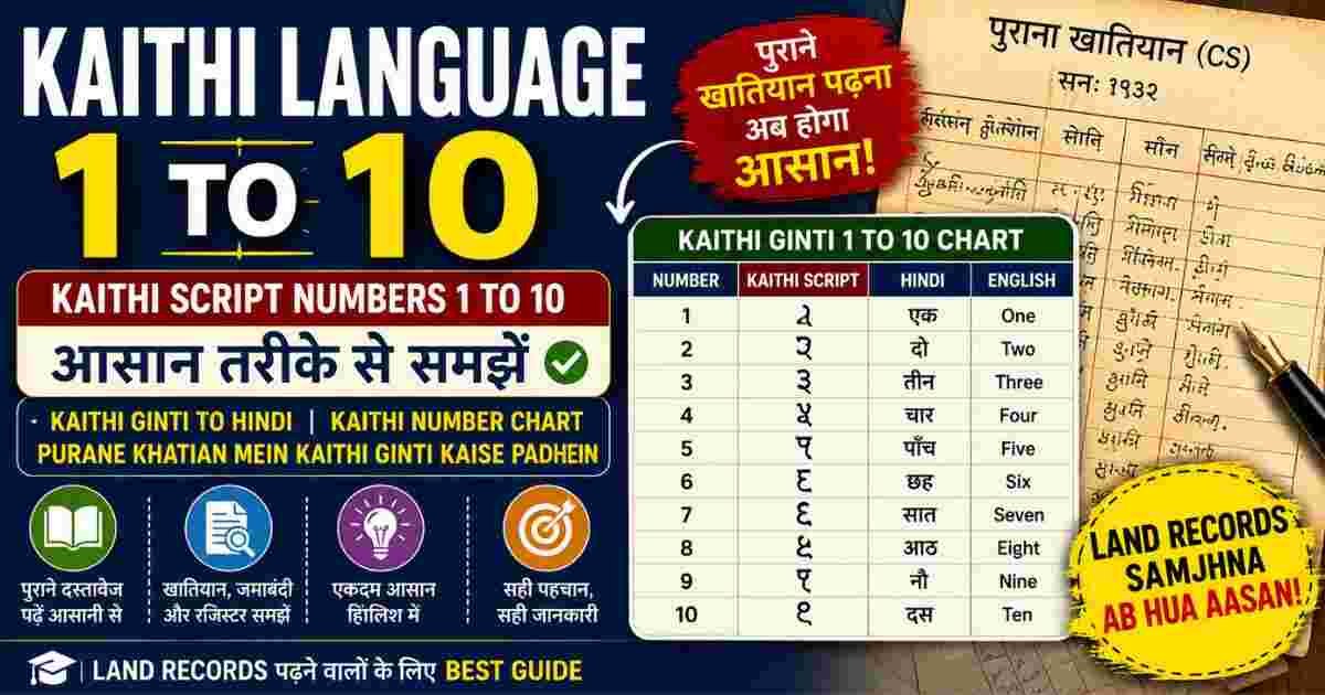 Kaithi Language 1 to 10 – Kaithi script numbers chart with Hindi meanings